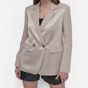 DKNY Blazer Women's XL Open-Back Contrast Texture Lined Academia Work Oversized